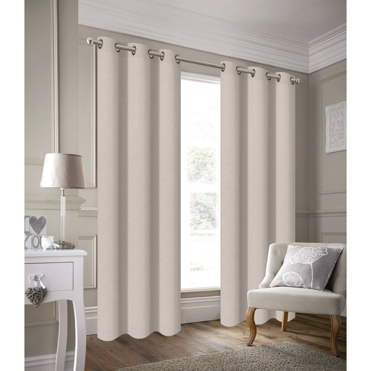 Cortina un Panel 1.37X2.25 Arillo Nicolet Linen Semi Opaca Blanco Chd Home