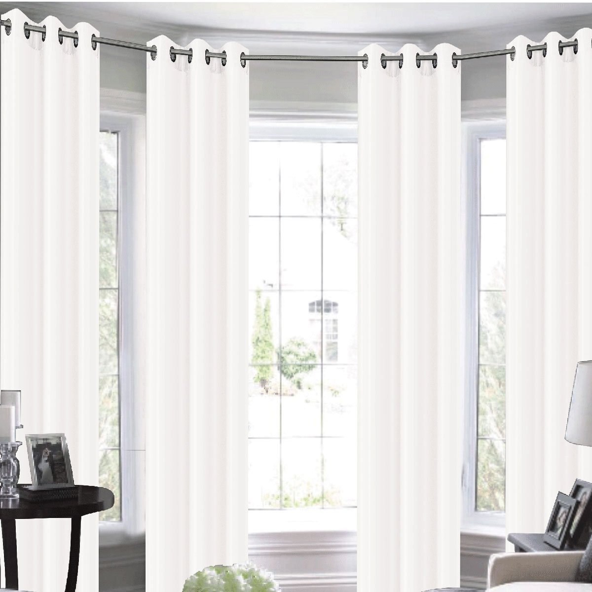 Cortina Dos Panel .95X2.37 Arillo Melvin Tipo Seda Semi Opaca Blanco Chd Home
