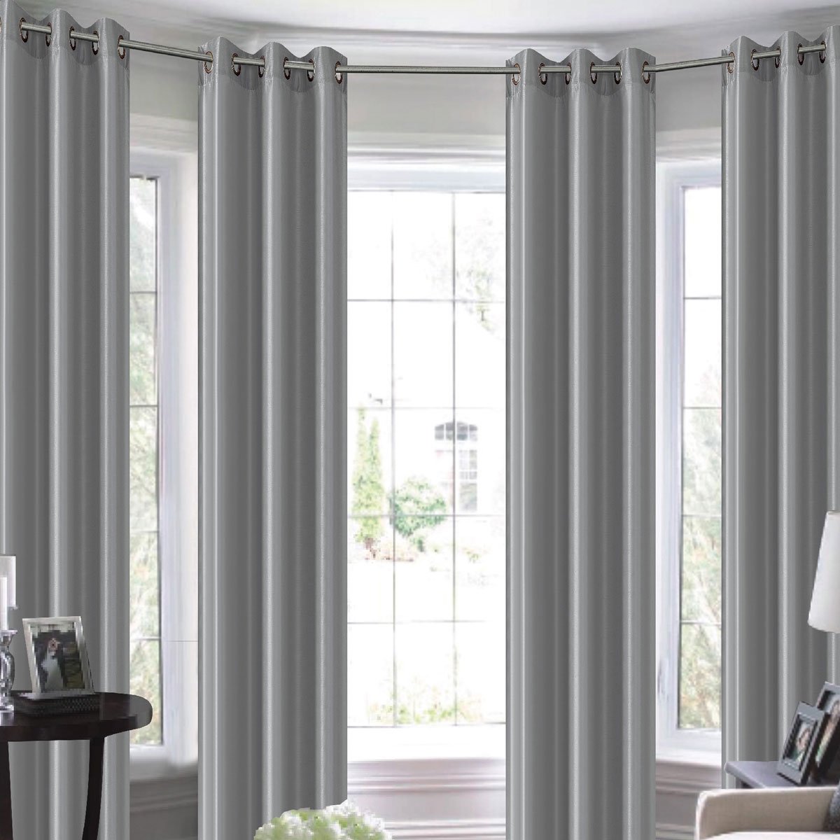 Cortina Dos Panel .95X2.37 Arillo Melvin Tipo Seda Semi Opaca Plata Chd Home