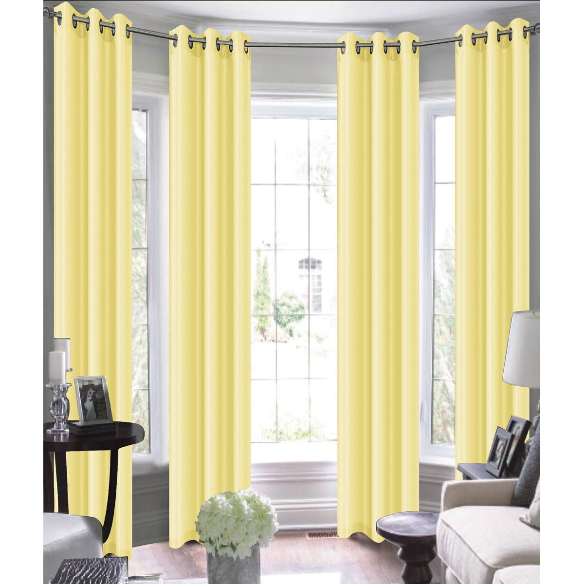 Cortina 4 Panels Melvin Tipo Seda Semi Translucida Tipo Seda Semi Translucida .95X 2.10 Amarillo Chd Home