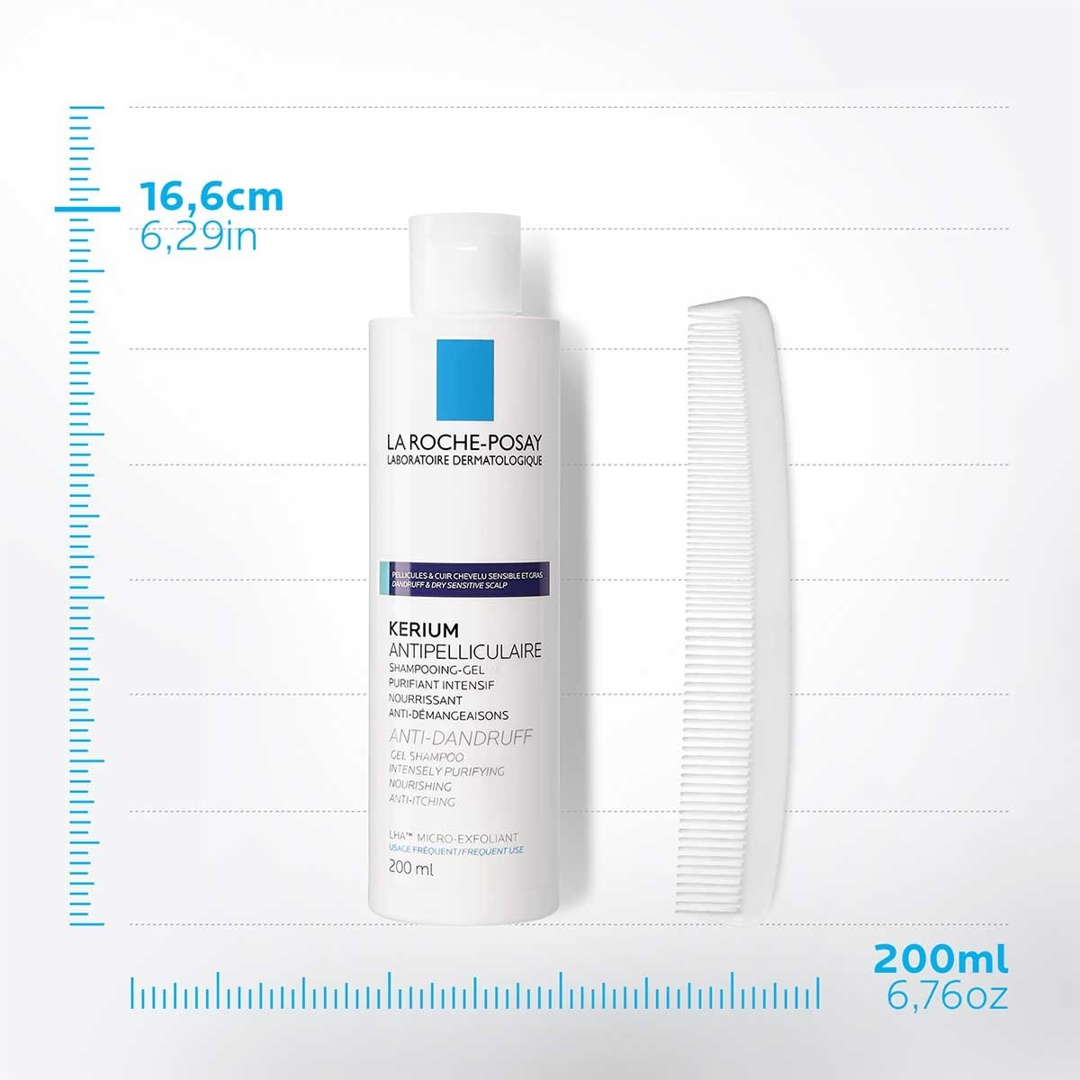 La Roche Posay Shampoo Kerium Para Caspa Grasa 200 ml image number 3