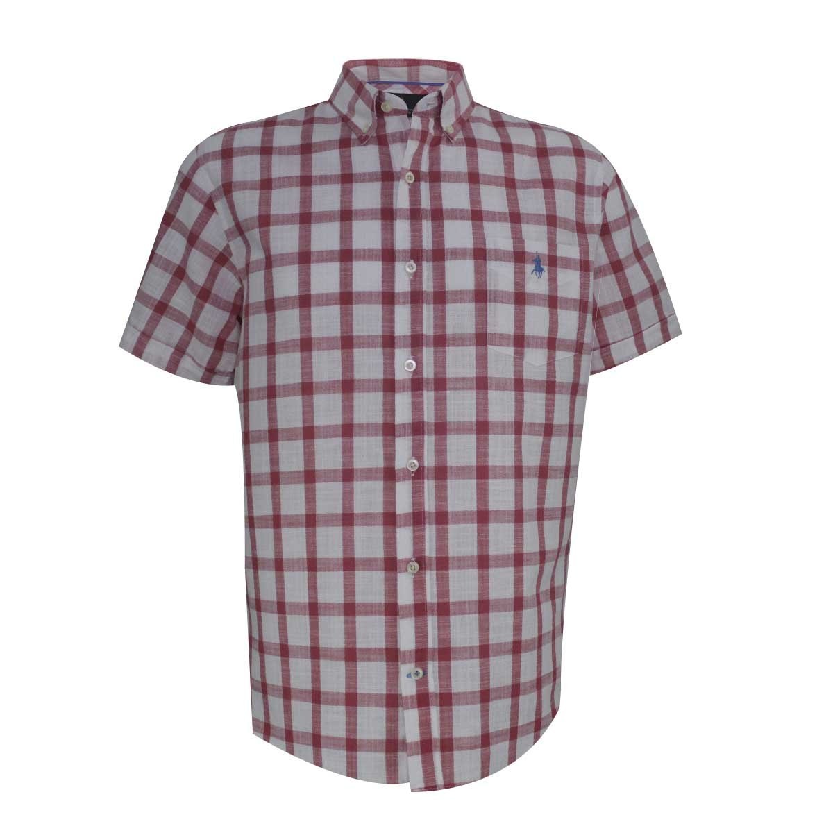 Camisa Manga Corta a Cuadros Rojo Polo Club para Caballero