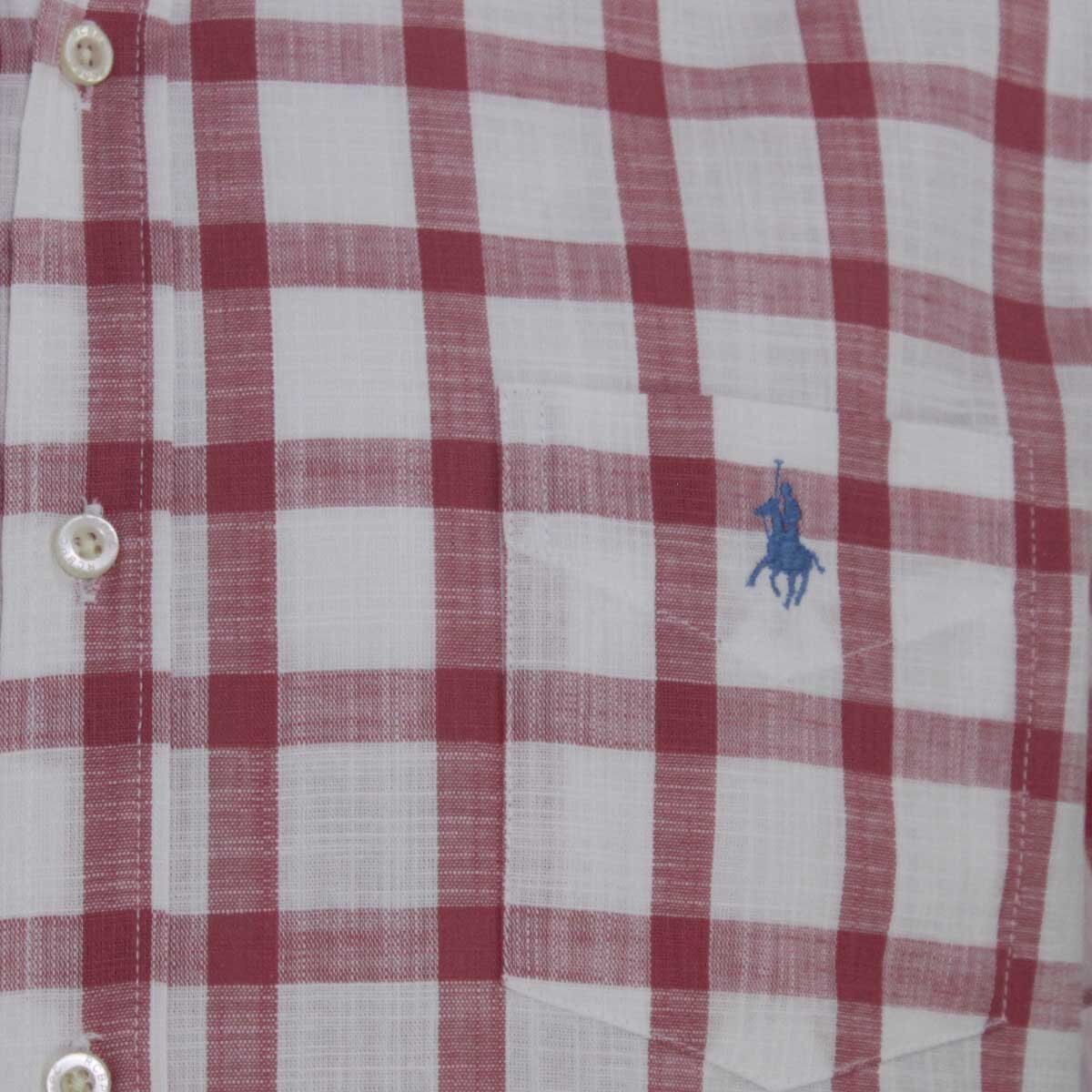 Camisa Manga Corta a Cuadros Rojo Polo Club para Caballero