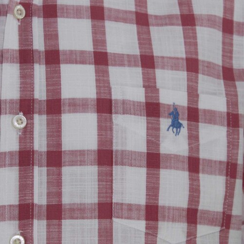 Camisa Manga Corta a Cuadros Rojo Polo Club para Caballero