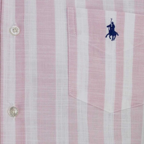 Camisa Manga Corta a Rayas Rosa Polo Club para Caballero