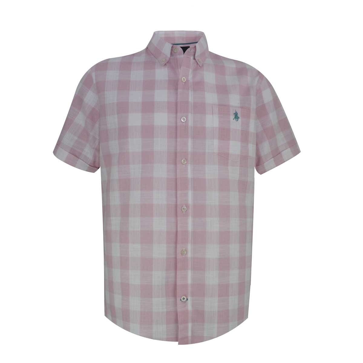 Camisa Manga Corta Cas Cuad Rosa Polo Club P10910 para Caballero