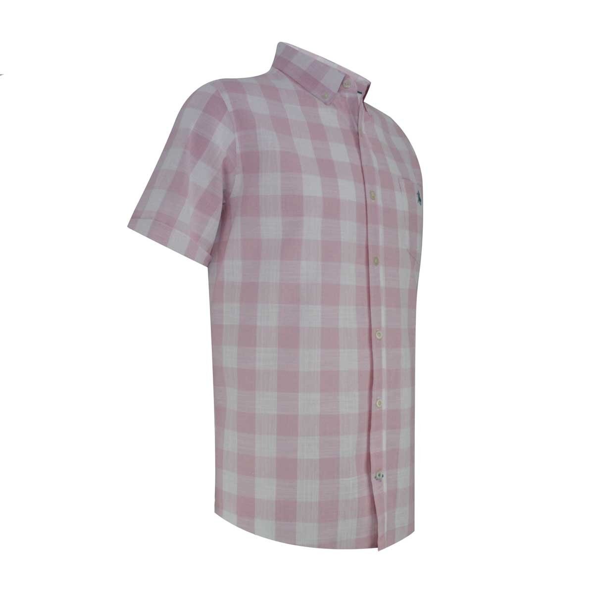 Camisa Manga Corta Cas Cuad Rosa Polo Club P10910 para Caballero