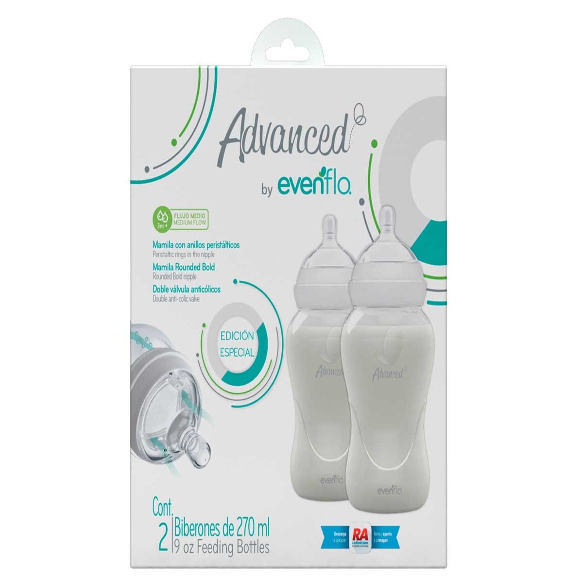 Pack de 2 Biberones Advanced 9Oz Evenflo