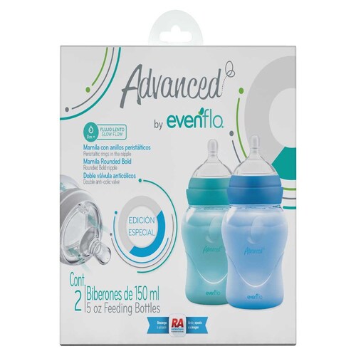 Set de 2 Biberones Advanced 5Oz  para Niño Evenflo