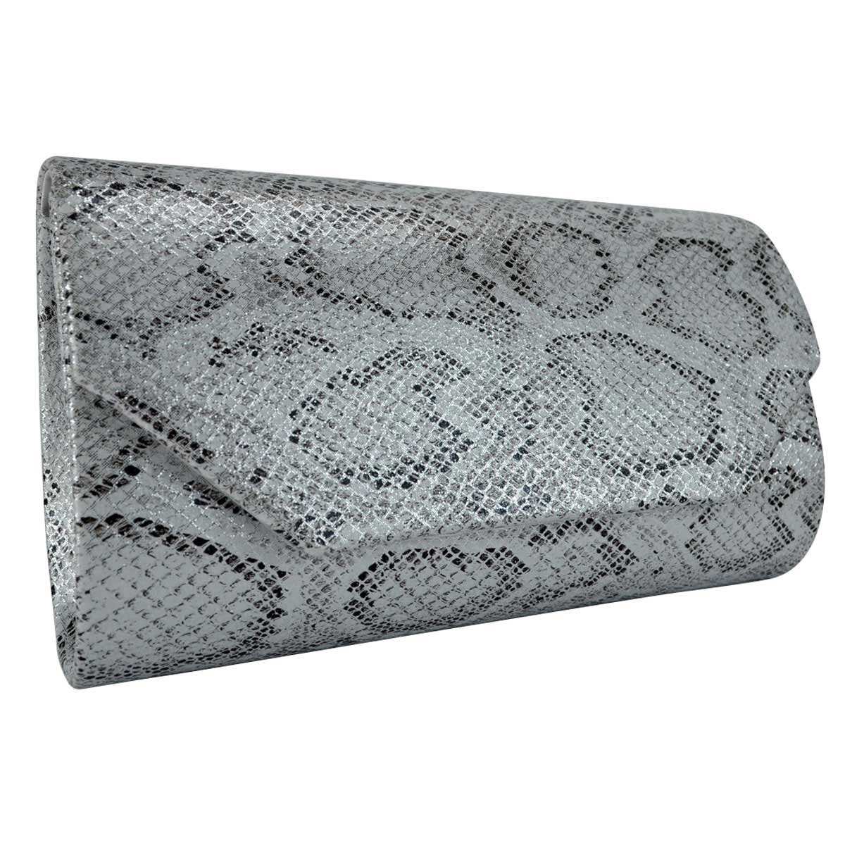Bolsa de Noche Negro Plata Huser para Dama
