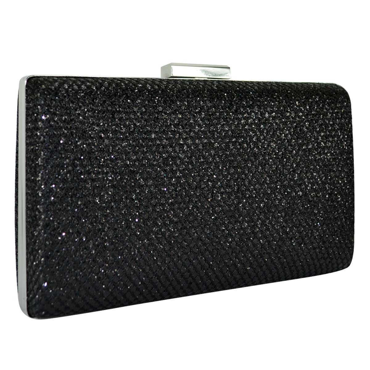 Bolsa de Noche Plata Negro Huser para Dama