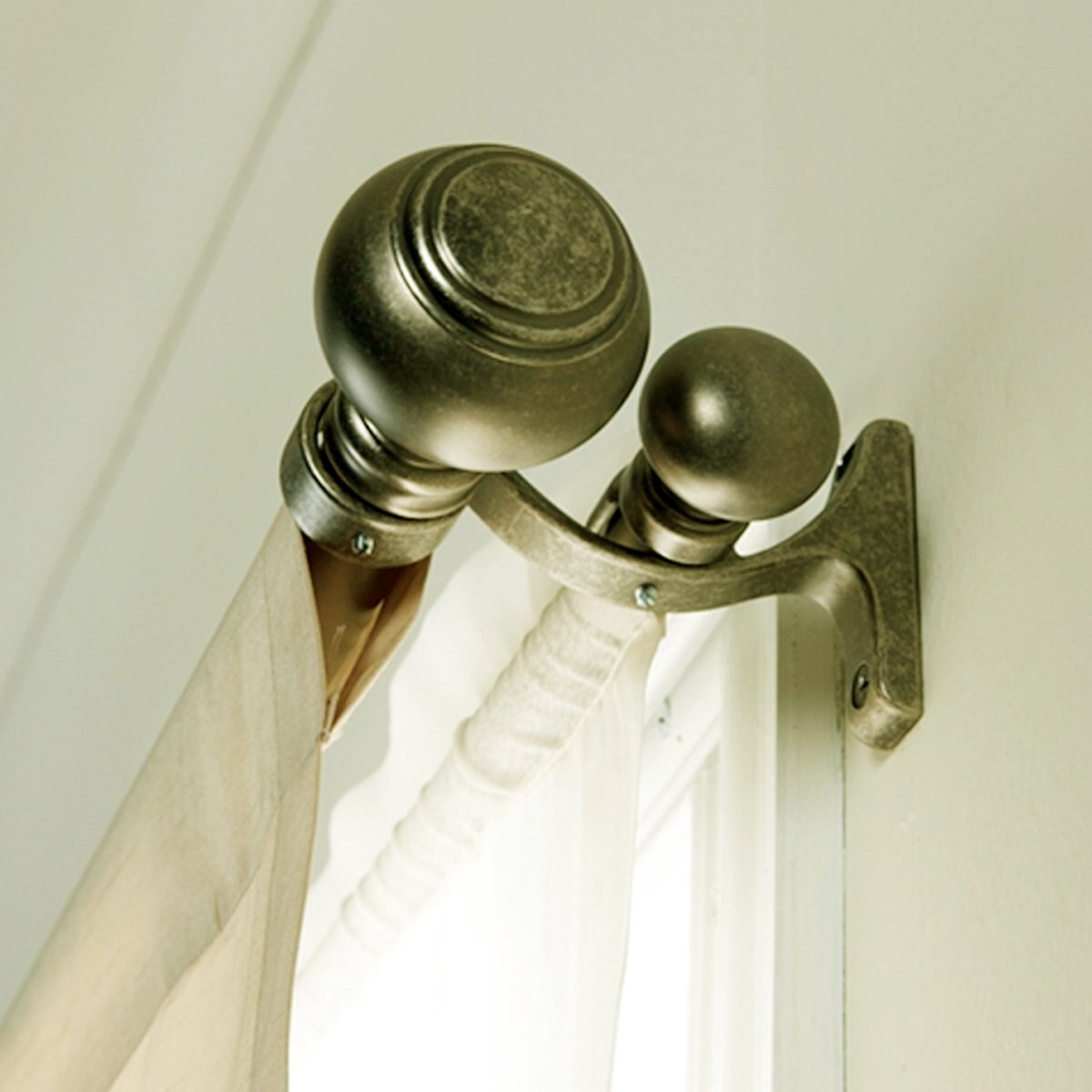 Cortinero Set Doble 1.9 Cm .91-1.83 Laton Antiguo Fua