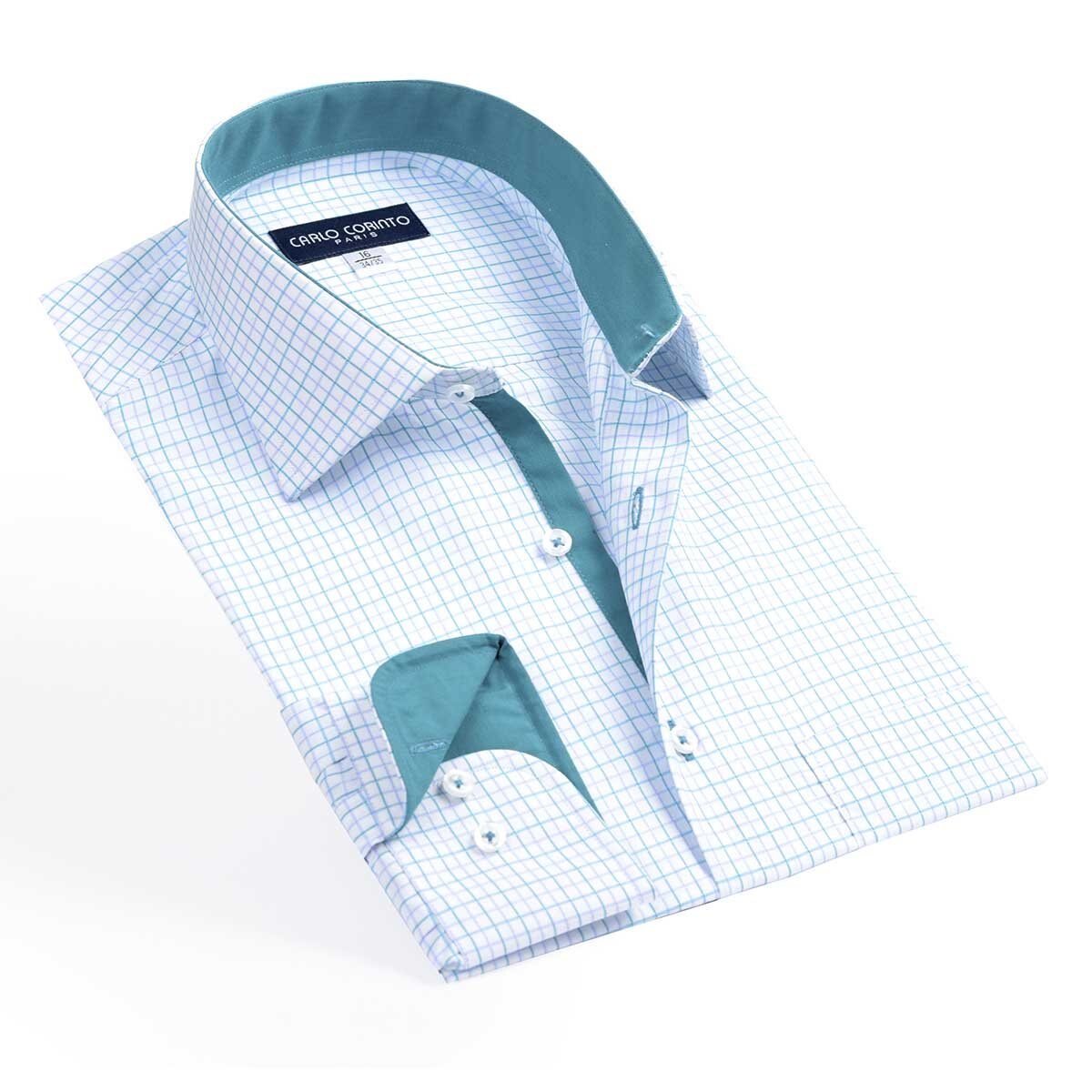 Camisa de Vestir para Caballero Azul Combinado Carlo Corinto Paris