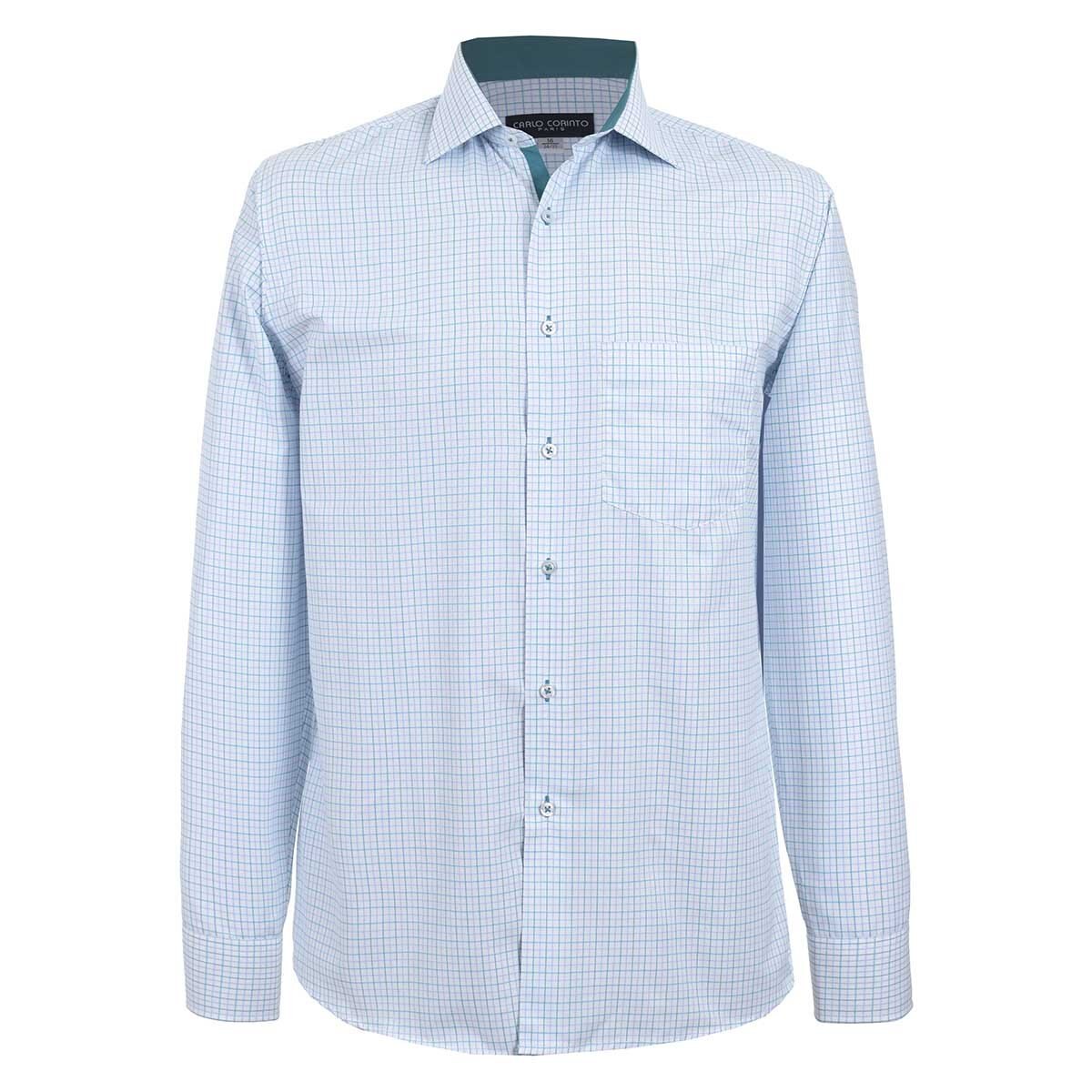 Camisa de Vestir para Caballero Azul Combinado Carlo Corinto Paris