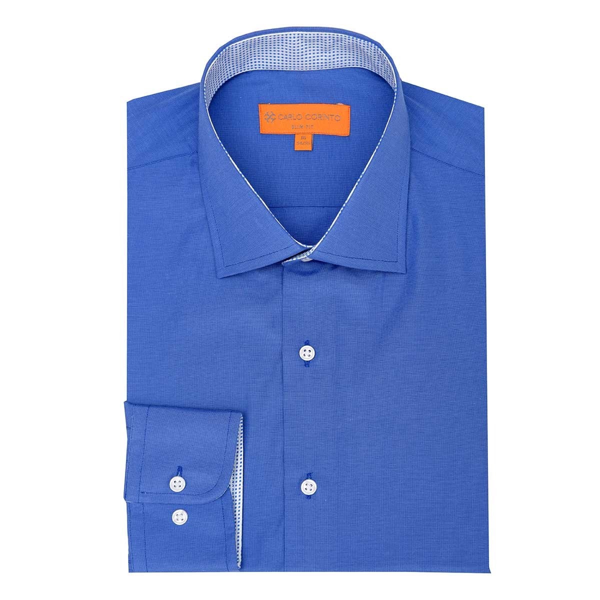 Camisa de Vestir para Caballero Color Azul Carlo Corinto Slim Fit