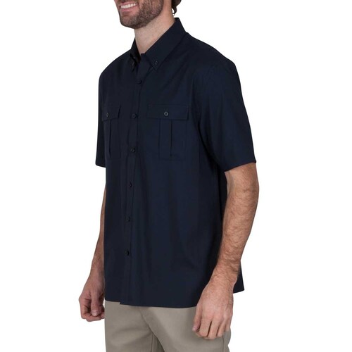 Camisa para Caballero Travel Manga Corta Lisa Azul Obscuro Haggar