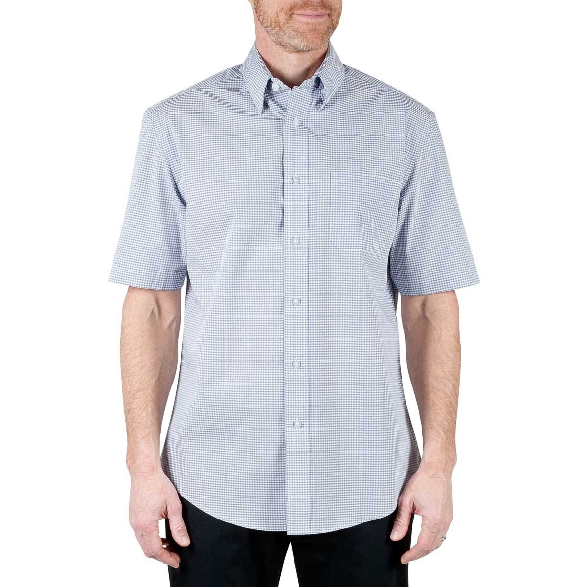 Camisa para Caballero Manga Corta Mini Cuadros Café Claro Haggar