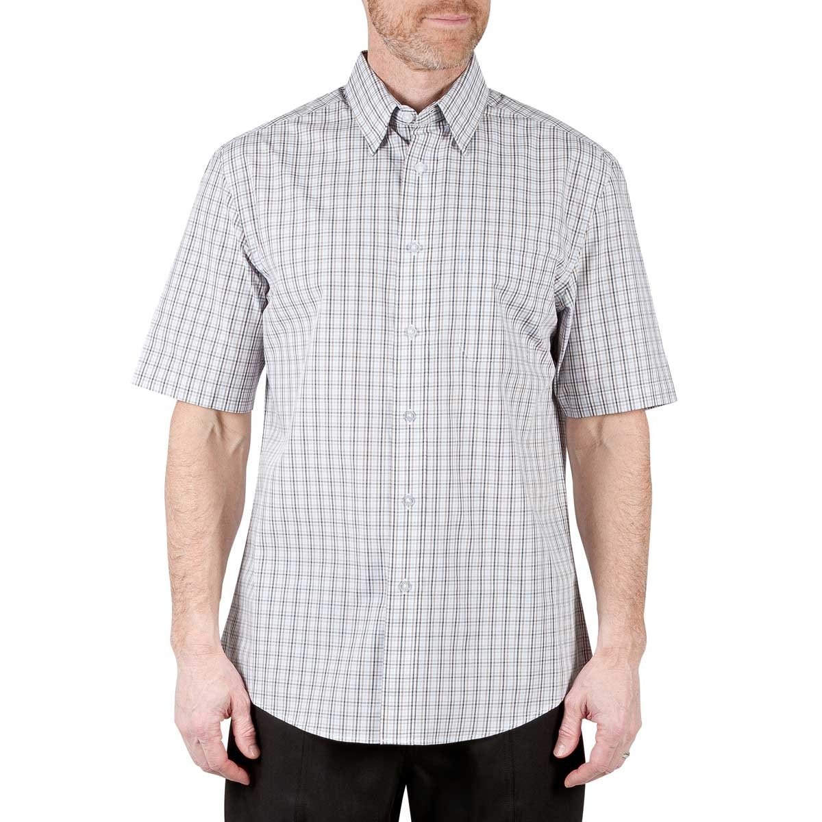 Camisa para Caballero Manga Corta de Cuadros Café Claro Haggar
