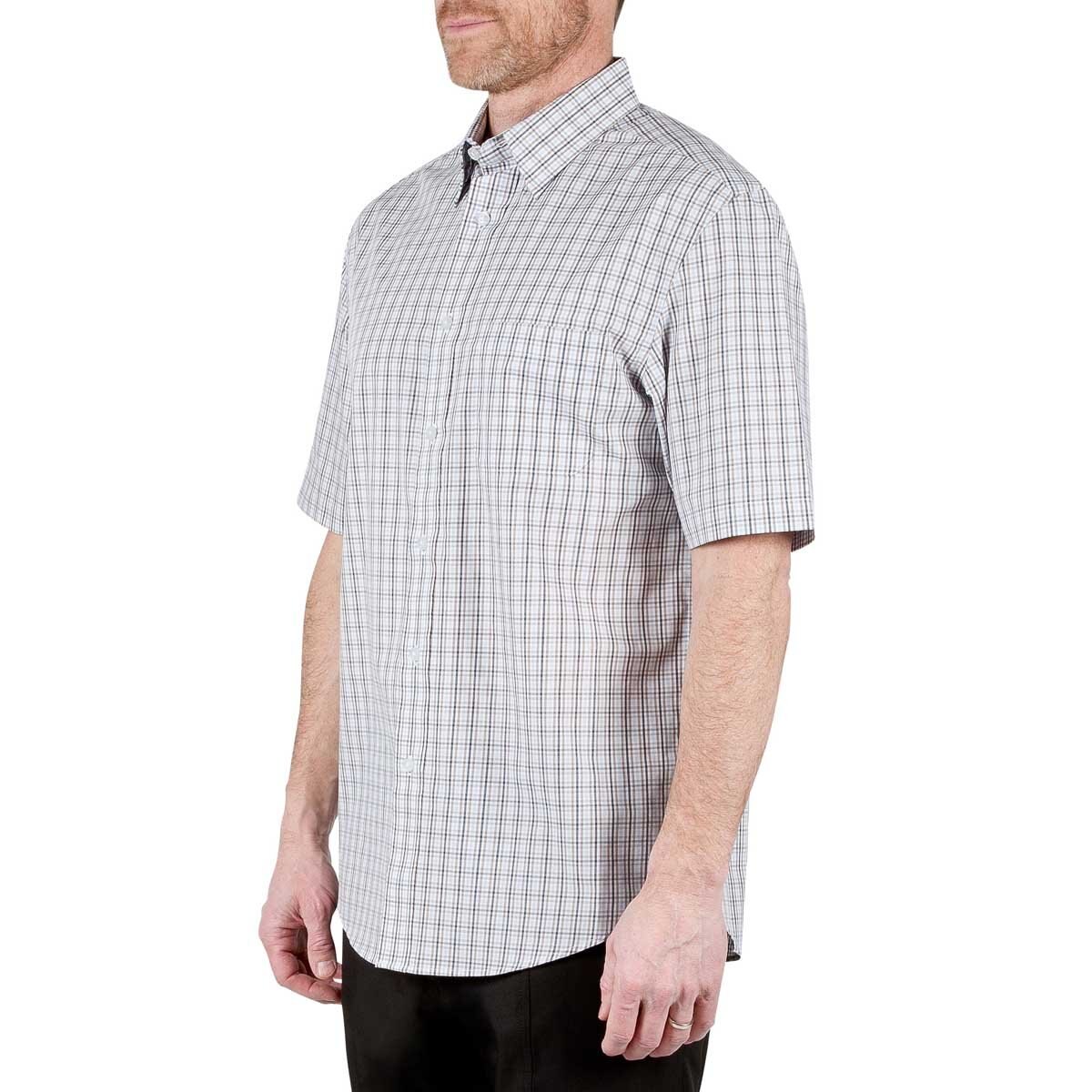 Camisa para Caballero Manga Corta de Cuadros Café Claro Haggar