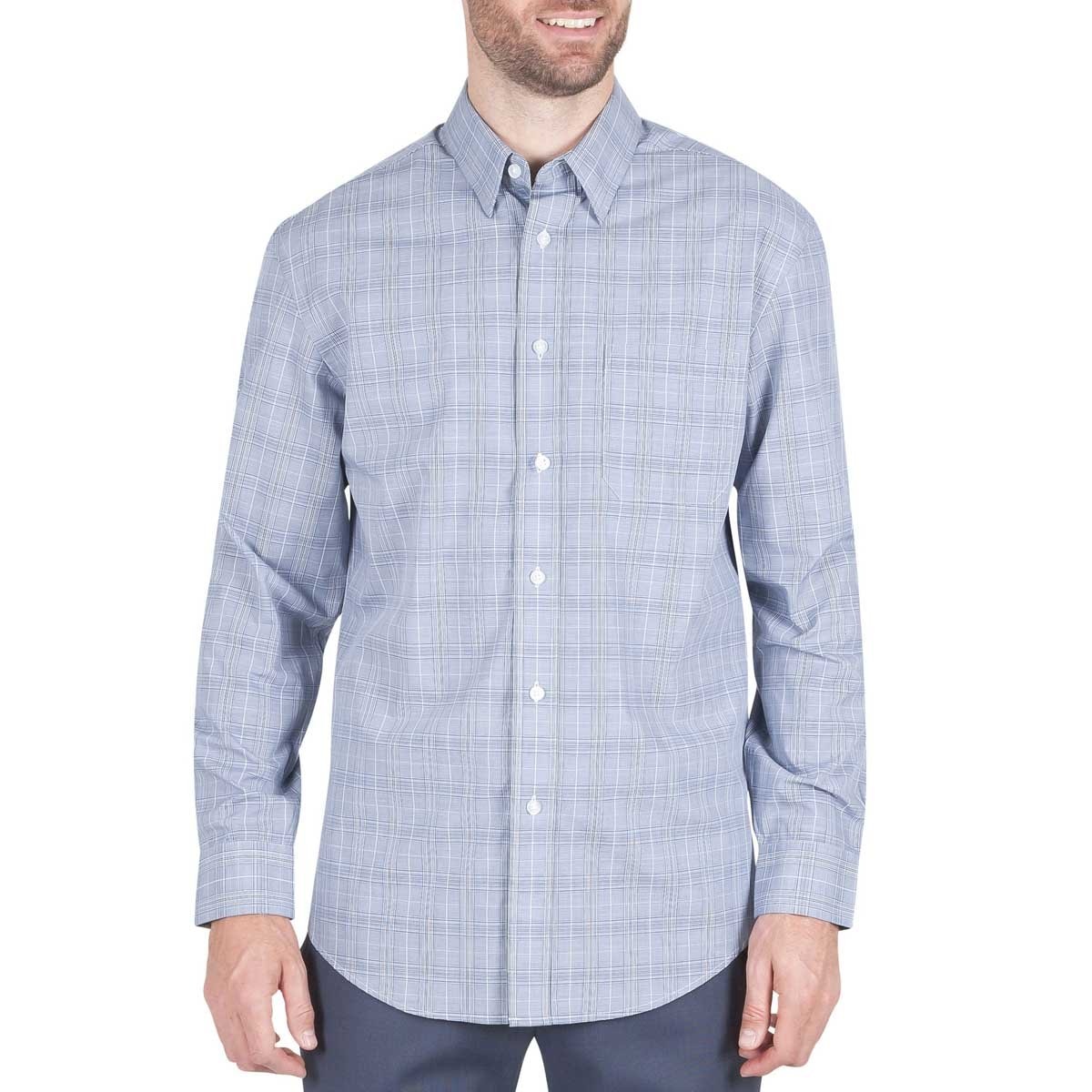 Camisa para Caballero Manga Larga a Cuadros Azul Obscuro Haggar