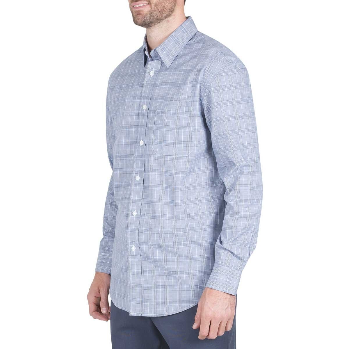 Camisa para Caballero Manga Larga a Cuadros Azul Obscuro Haggar