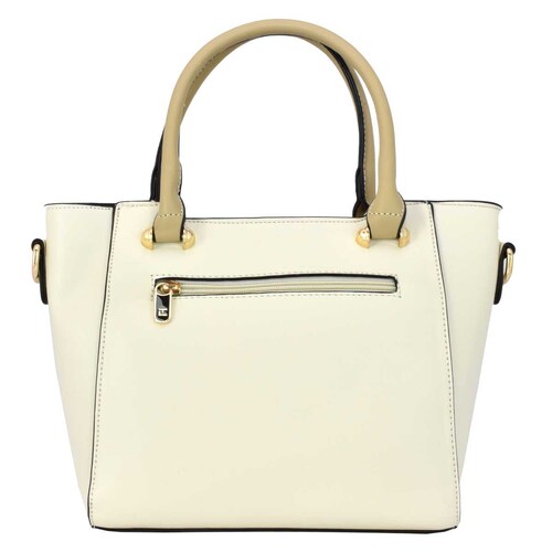 Bolso Satchel Marfil con Textura Frontal Ted Lapidus