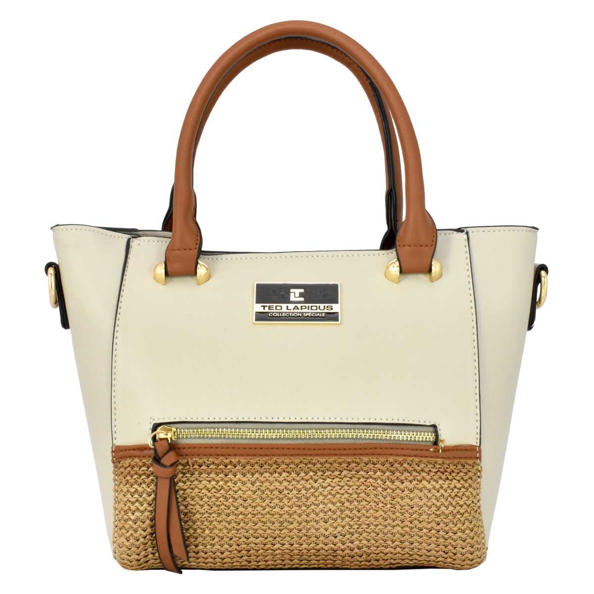 Bolso Satchel Gris con Textura Frontal Ted Lapidus