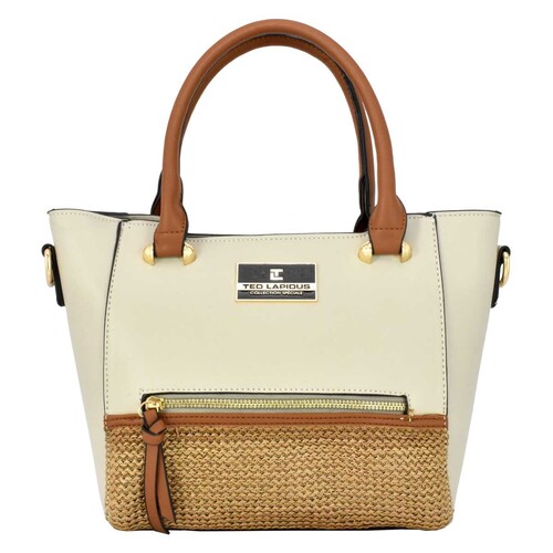 Bolso Satchel Gris con Textura Frontal Ted Lapidus