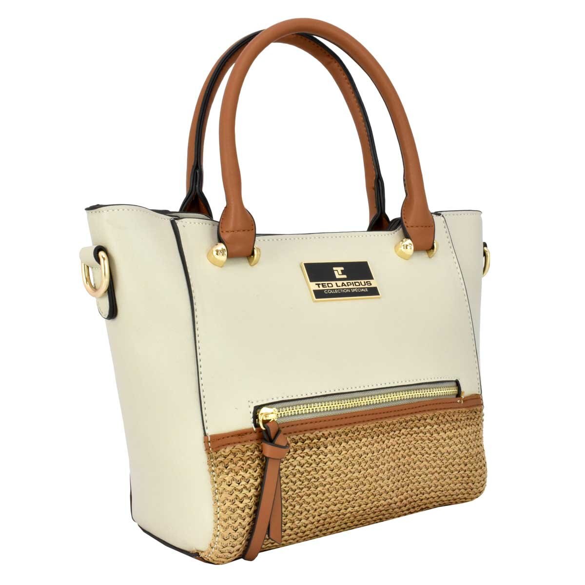 Bolso Satchel Gris con Textura Frontal Ted Lapidus