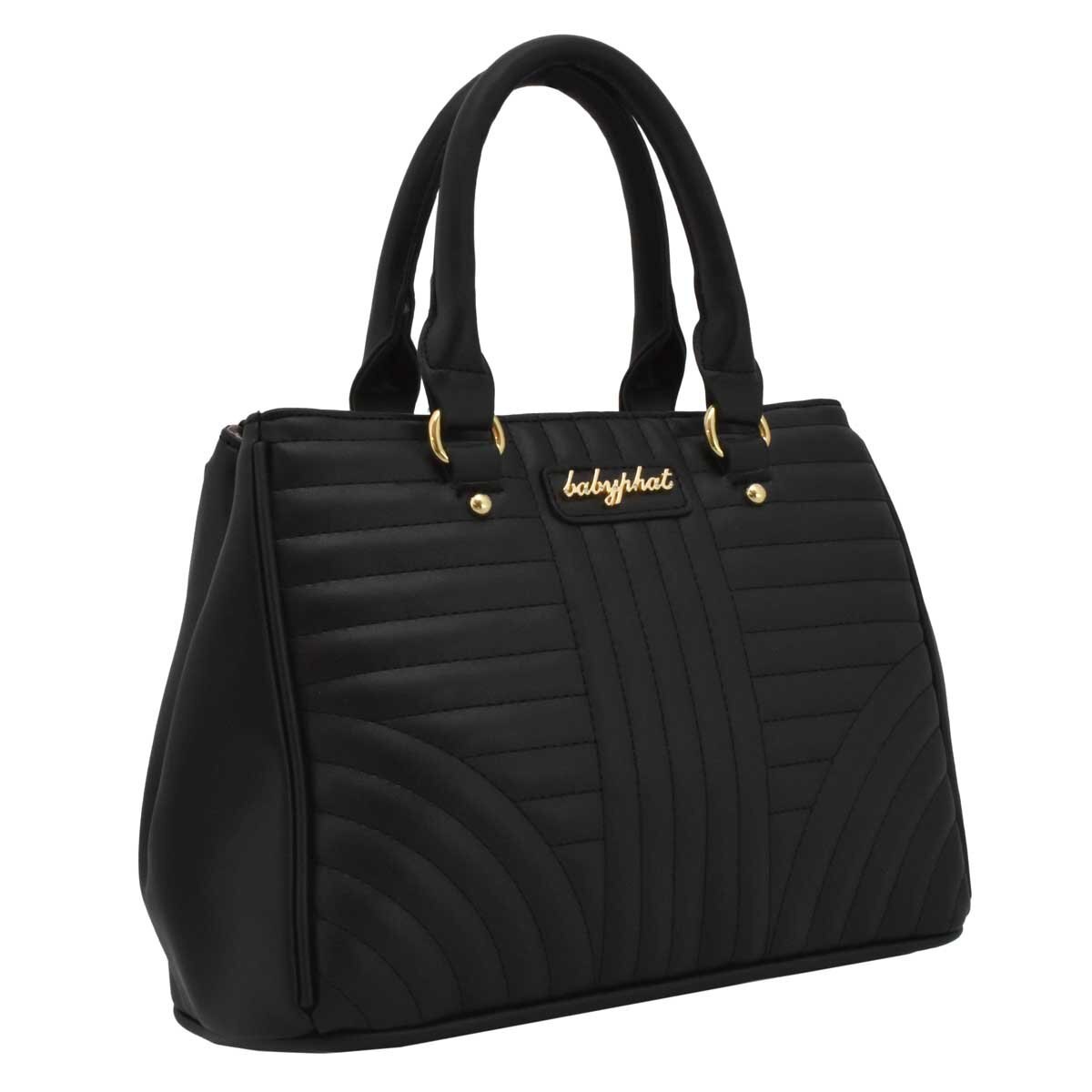 Bolso Satchel Negro con Capitonado Baby Phat