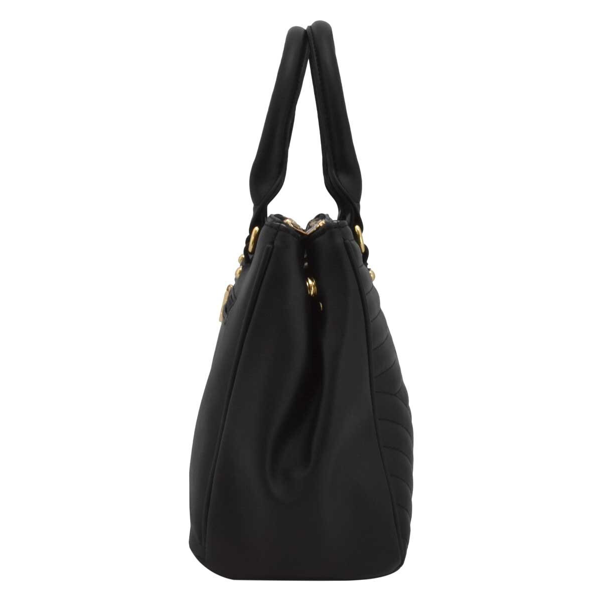 Bolso Satchel Negro con Capitonado Baby Phat