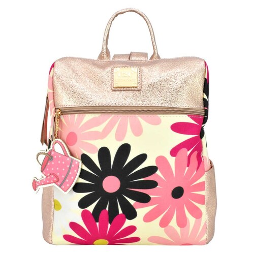 Bolso Backpack Rosa con Detalles Florales C2C
