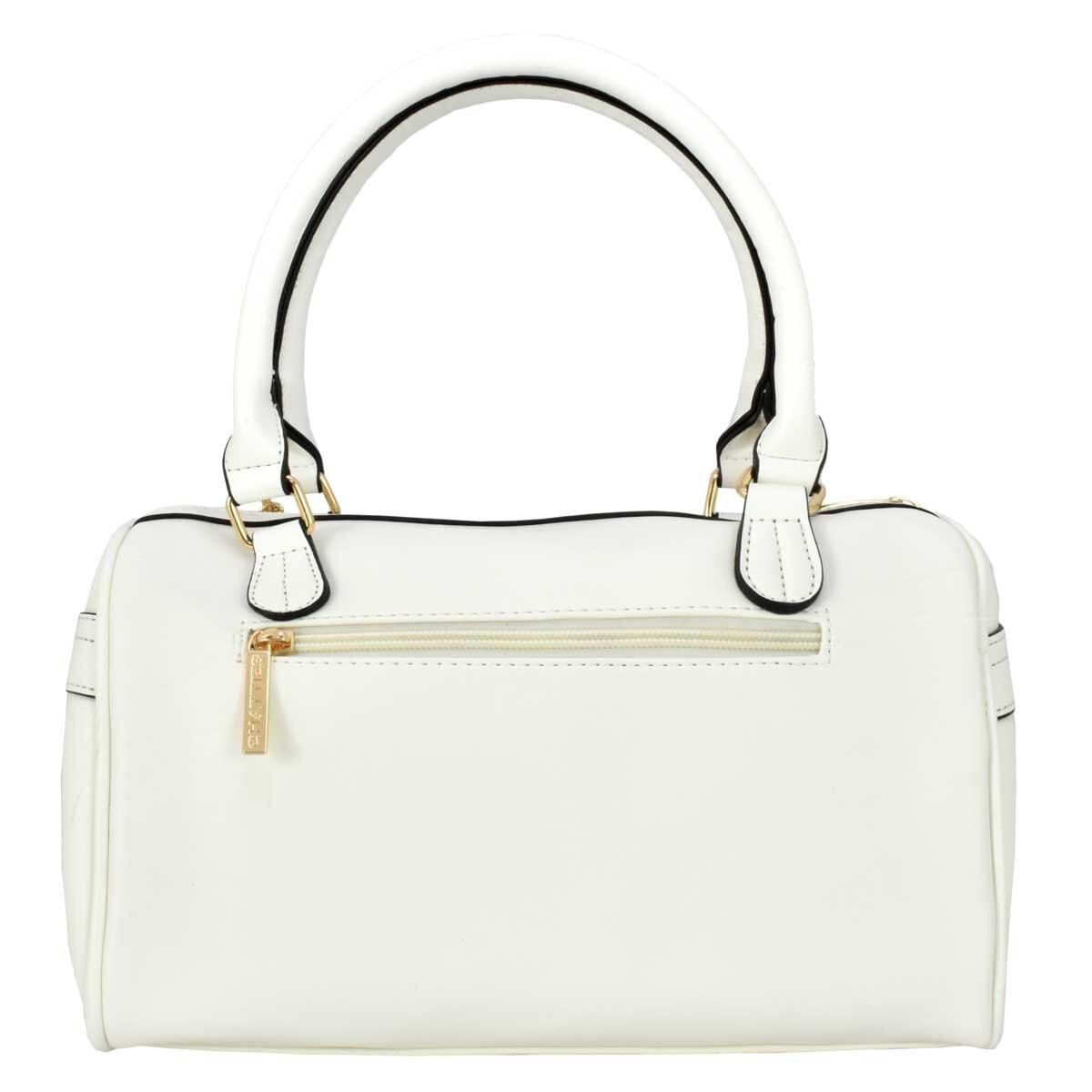 Bolso Bowler Blanco con Detalles Florales Y Monedero Chatties