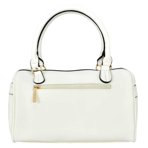 Bolso Bowler Blanco con Detalles Florales Y Monedero Chatties