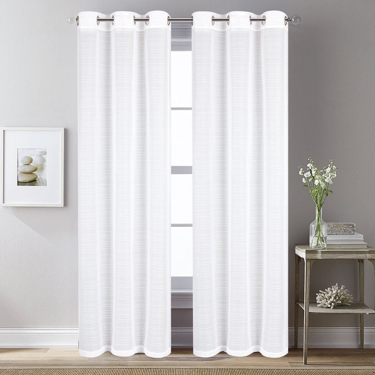 Cortina 1 Panel 1.37X2.25 Loneta Semi Opaca Foley Blanco Chd Home