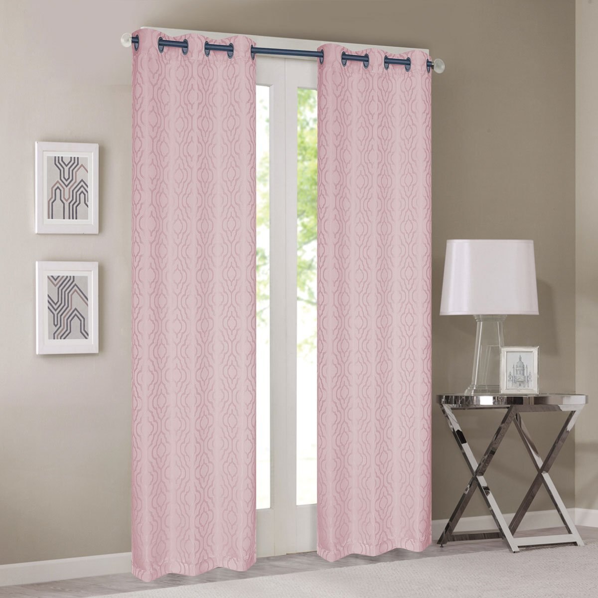 Cortina 1 Panel 1.37X2.25 Satin Semi Opaca Semi Opaca Drexel Rosa Chd Home