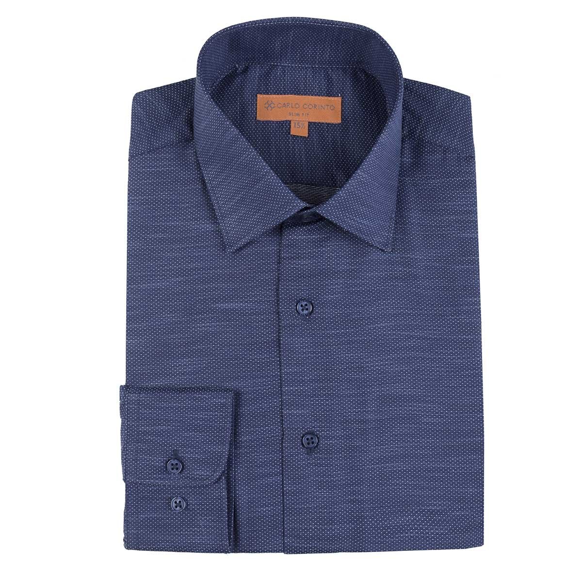 Camisa de Vestir Azul Combinado para Caballero Carlo Corinto Slim Fit