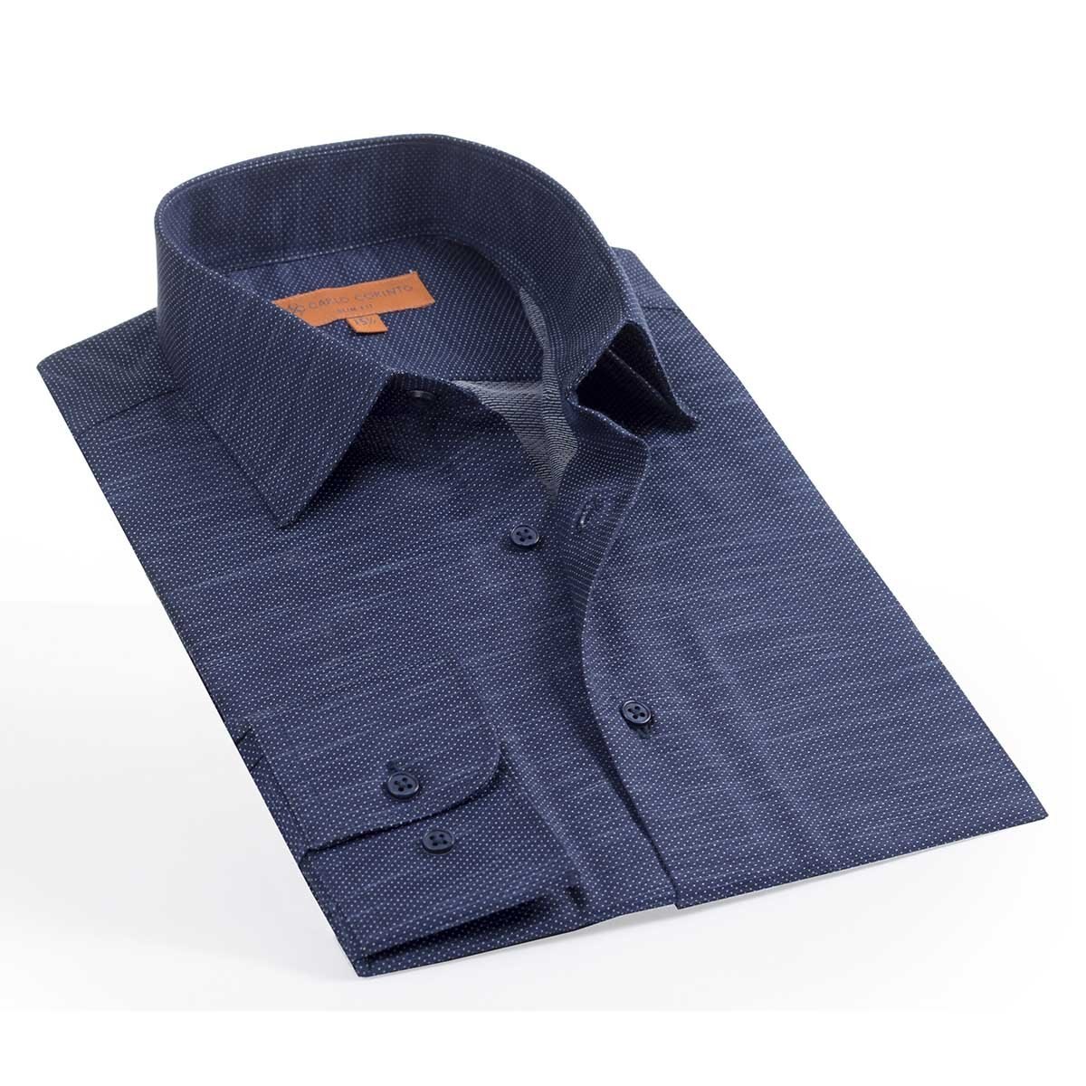 Camisa de Vestir Azul Combinado para Caballero Carlo Corinto Slim Fit