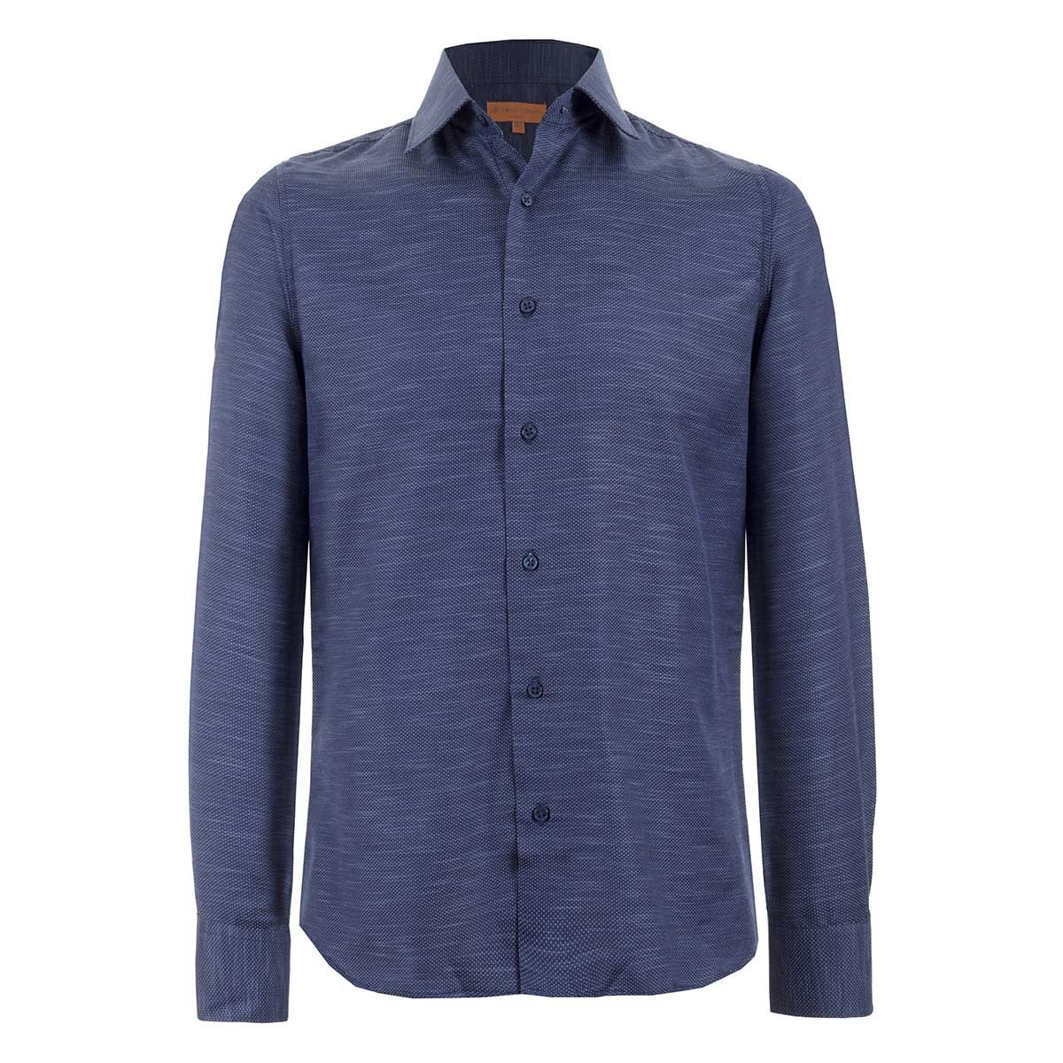 Camisa de Vestir Azul Combinado para Caballero Carlo Corinto Slim Fit
