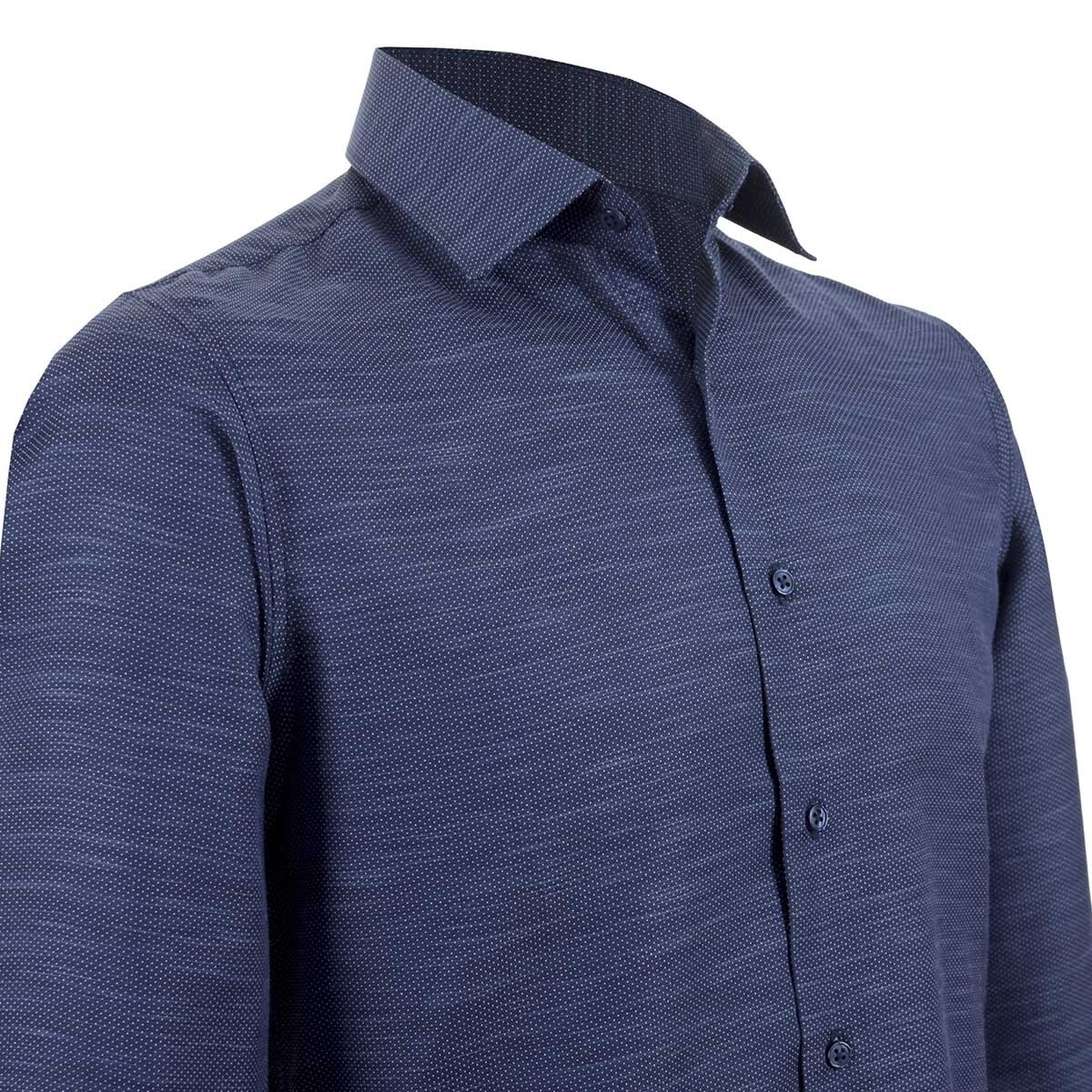 Camisa de Vestir Azul Combinado para Caballero Carlo Corinto Slim Fit