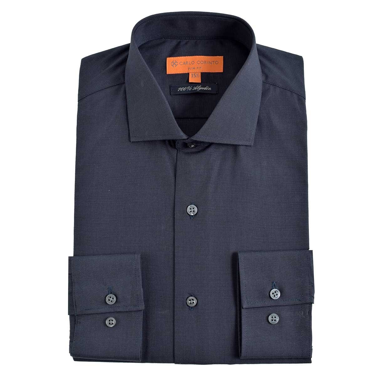 Camisa de Vestir Azul Obscuro para Caballero Carlo Corinto Slim Fit