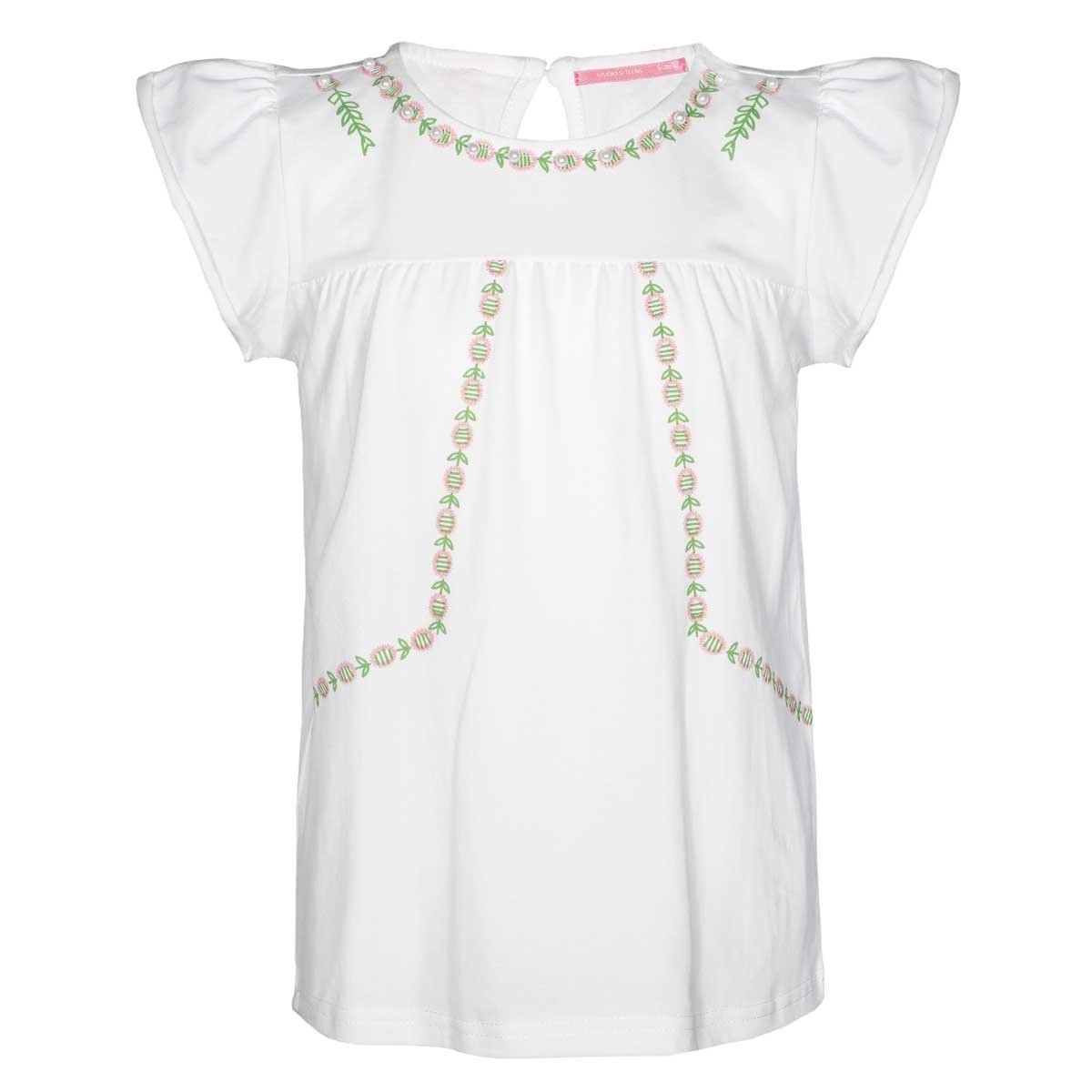 Playera Blanca para Niña con Aplicaciones al Frente Studio si