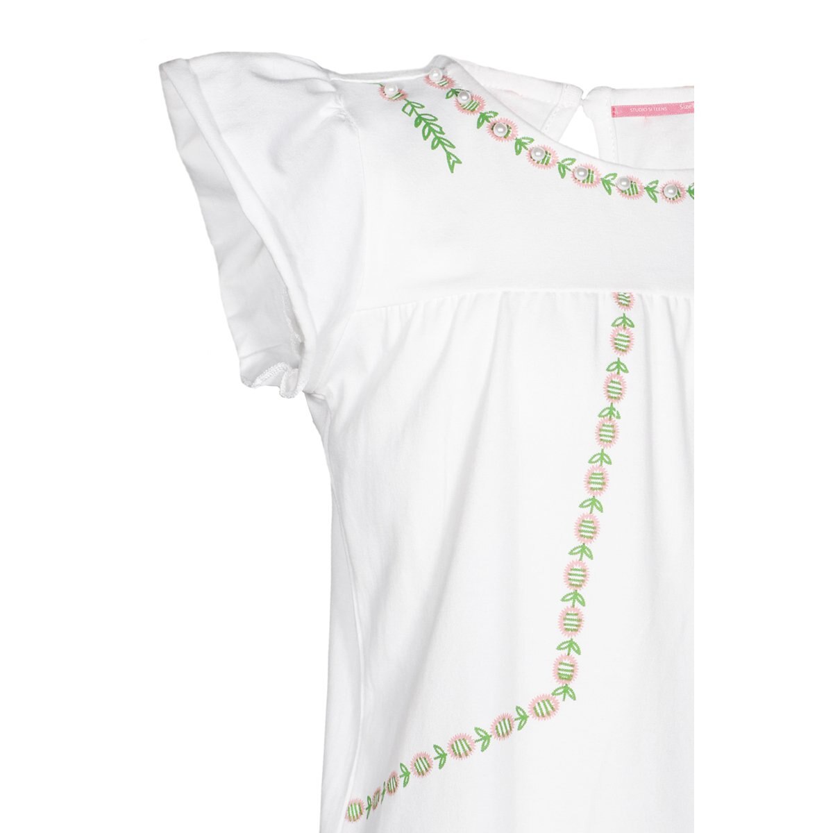 Playera Blanca para Niña con Aplicaciones al Frente Studio si