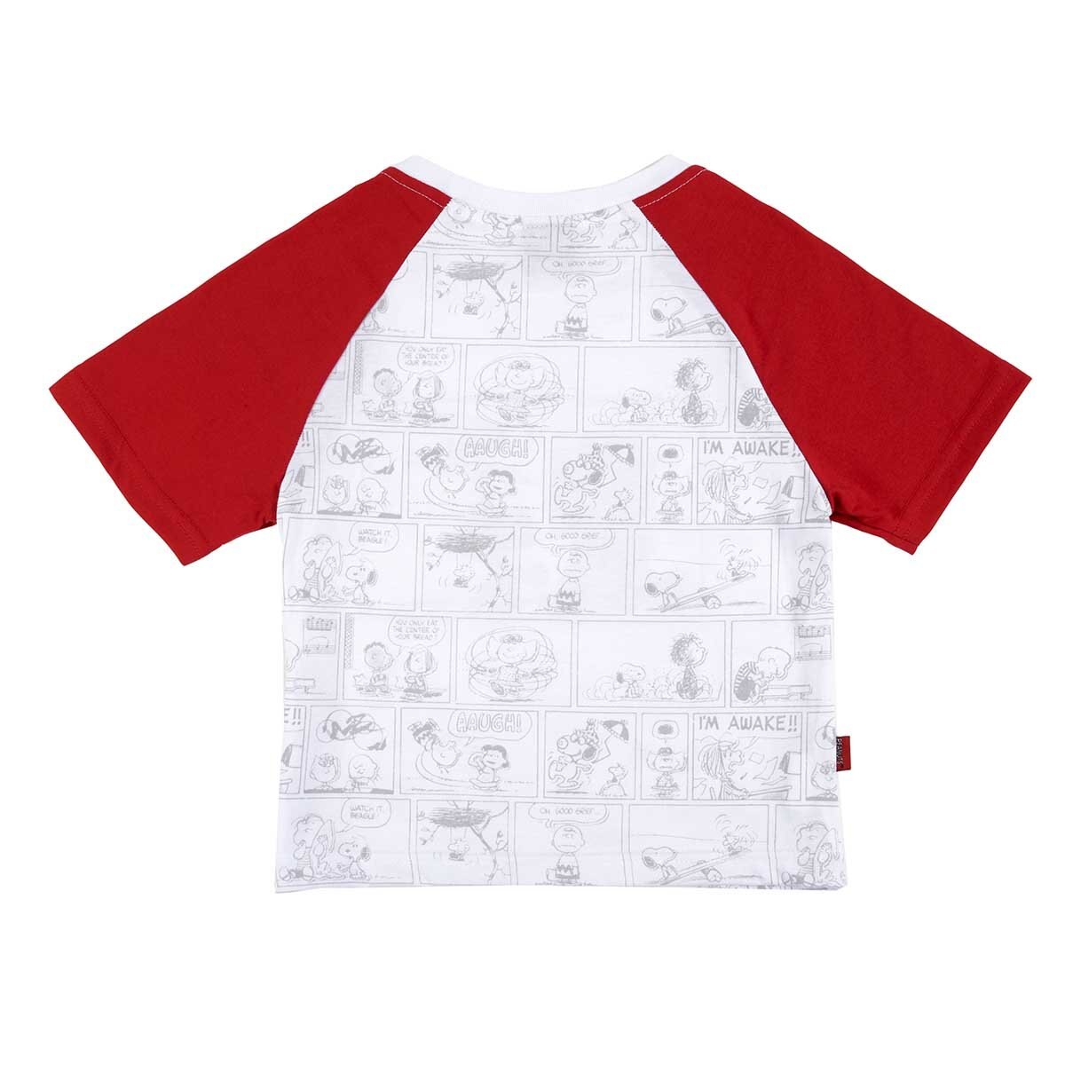 Playera para Niño Manga Ranglan Blanco con Rojo Snoopy