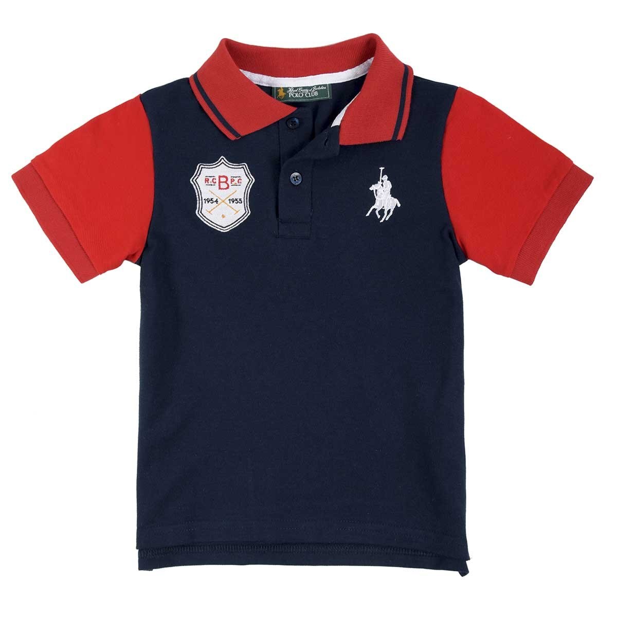 Playera Azul para Niño Manga Corta Roja Royal Polo Club