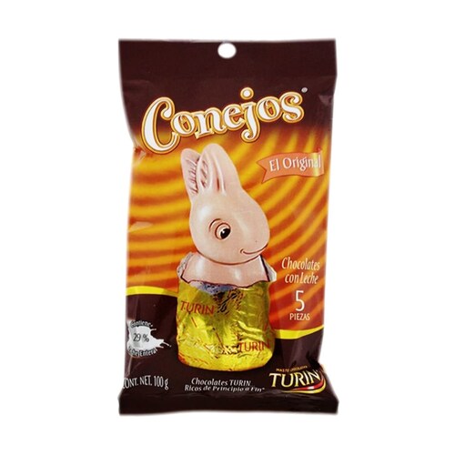 Chocolate Conejo Envuelto 5 Pzas 100 Grs