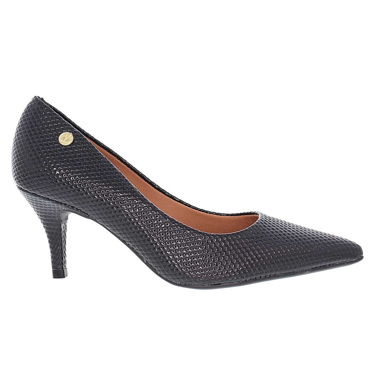 Zapatilla Negra Puntal con Textura Croco Vizzano