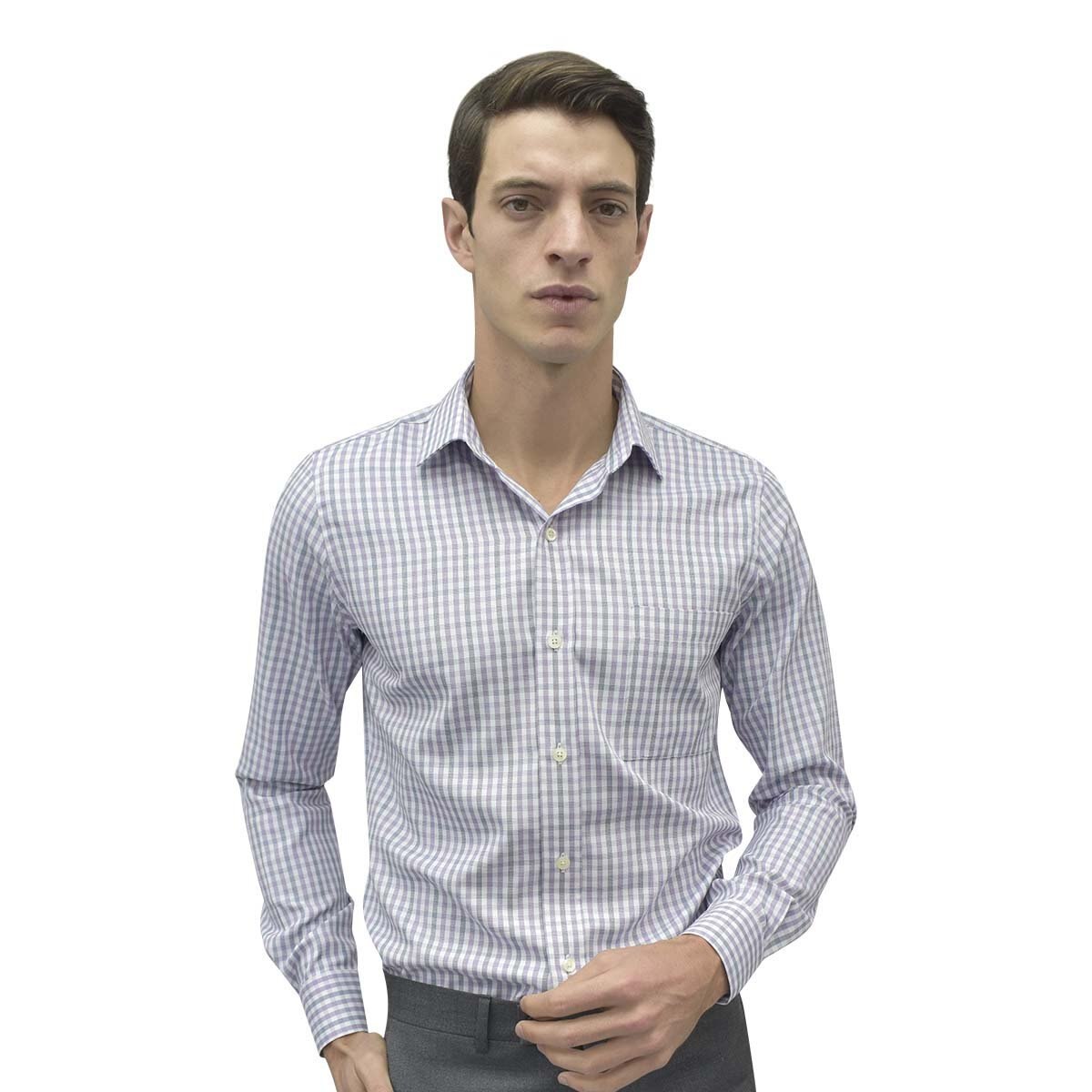Camisa de Vestir Morado Combinado Corte Slim Cavalier para Caballero
