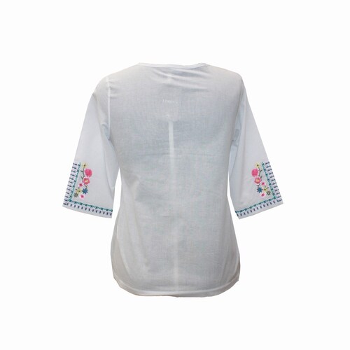 Blusa Blanca Lisa con Bordado Loren´s