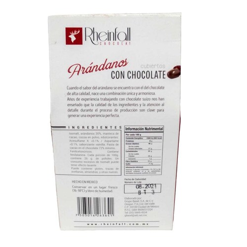 Estuche Arándanos con Chocolate Sin Azúcar 180 G  Rheinfall